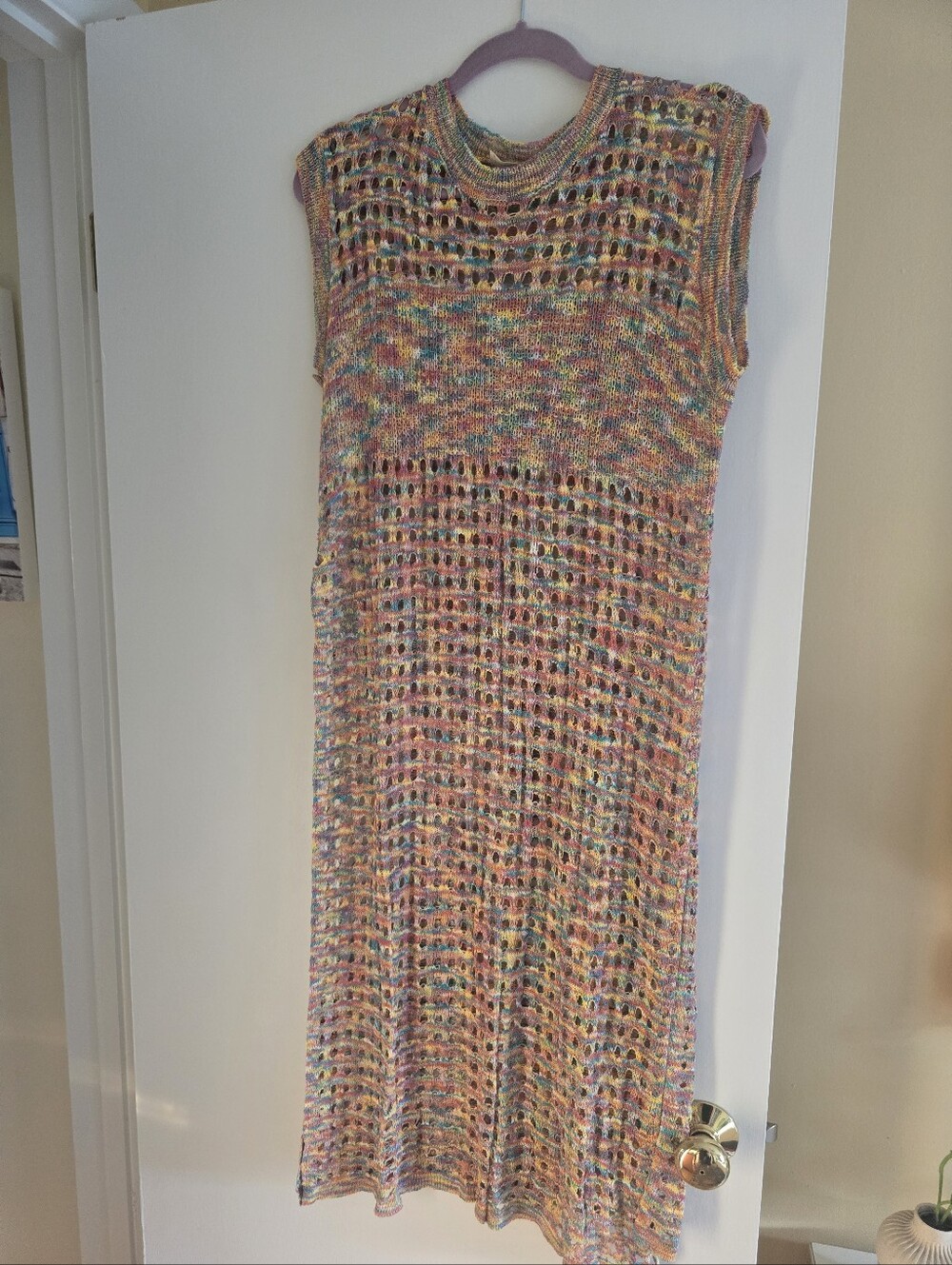 Adora Multicolor Crochet Knit Midi Dress Or tunic